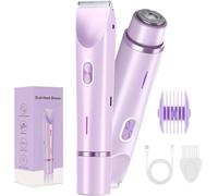 Glow Aura Womens Shaver, 2 in 1 Glowshave Hair Remover, Lady Shaver for Women, 2025 New Wet & Dry Waterproof Electric Bikini Trimmer for Women (Purple)