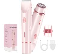 Glow Aura Womens Shaver, 2 in 1 Glowshave Hair Remover, Lady Shaver for Women, 2025 New Wet & Dry Waterproof Electric Bikini Trimmer for Women (Pink)