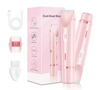 Glow Aura Womens Shaver, 2-in-1Dual Head Shaver, Ipx7 Waterproof Bikini Trimmer Women, USB Rechargeable Lady Shavers for Women Leg Arm Underarm Pubic Area, Wet & Dry (Pink)