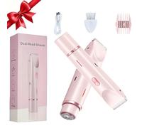 Glow Aura Womens Shaver, 2025 Upgrade Dual Head Shaver Women,2-in-1 Electric Razor for Womens Legs Underarm Face Pubic Hairs,Head Bikini Trimmer Rechargeable Eletctric for Women (Pink)