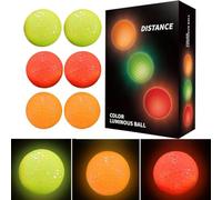 Glow Balls Golf 6 Pieces Luminous Double-Layer Sports Gear | Night Glowing Balls for Golfer Backyard Driving Range Training Ground Course Fairway Match