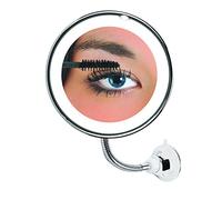 GLOW BRIGHT FLEXI MIRROR Makeup Magnifying Mirror with Suction Cup and Led Light. Flexible Travel Illuminated Cosmetic Mirror with Day and Night Light Round for Make Up