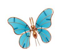 Glow Butterfly Patio Decor, Blue | Iron Frame Acrylic Panel Accent for Planter Balcony Fence Outdoor Display Art