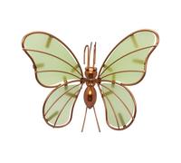 Glow Butterfly Patio Decor, Green | Iron Frame Acrylic Panel Accent for Planter Balcony Fence Outdoor Display Art