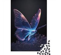 Glow Butterfly8 Wooden Jigsaw Puzzles 500 Pieces Jigsaw Creative Rectangular Large Family Puzzle Game Artwork for Adults Teens 500pcs (52x38cm)