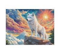 Glow Cloud White Wolf 500-piece Jigsaw Puzzle Bundle Family Puzzle Lovers Brain Training Mindful Activity Spring Gift Durable Cardboard 500 PCS