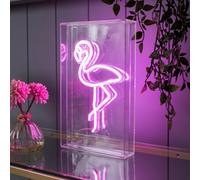 Glow Collection Flamingo Rectangular Gloss Neon Pink Integrated Led Table Lamp