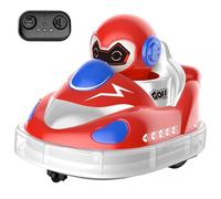Glow Crashers RC Bumper Cars, with LED Lights and Music, Rechargeable Bumper Cars, Two-Person Interaction (Red)