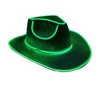 Glow Dark Cowboy LED Party Headpiece, Sparkly Western Hat, Illuminated Costume Accessory | Fun Dress Up Festival Outfit Stage Celebration Outdoor Evening Adventure Viagg