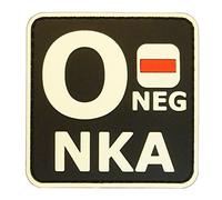 Glow Dark ONEG O- NKA Blood Type No Known Allergies Tactical Morale PVC Rubber Touch Fastener Patch