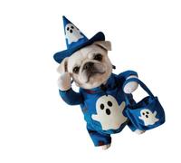 Glow Dog Costume for Halloween, Pet Outfit Set with Pointed Hat and Matching Bag for Party Photos and Fun Dog Outfit Glow Pet Costume Halloween Dress Up with Hat Matching Bag Holiday Festive Photo