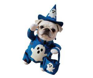 Glow Dog Costume for Halloween, Pet Outfit Set with Pointed Hat and Matching Bag for Party Photos and Fun Dog Outfit Glow Pet Costume Halloween Dress Up with Hat Matching Bag Holiday Festive Photo