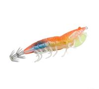 Glow Effect Egi Shrimp Lure with Hard Plastic Body and Soft Legs for Squid and Octopus Fishing, Designed to Mimic Natural Shrimp Movement Underwater (Orange Blue)
