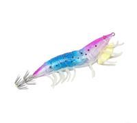 Glow Effect Egi Shrimp Lure with Hard Plastic Body and Soft Legs for Squid and Octopus Fishing, Designed to Mimic Natural Shrimp Movement Underwater (Purple Blue)