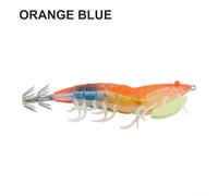 Glow Effect Egi Shrimp Lure with Hard Plastic Body and Soft Legs for Squid and Octopus Fishing, Designed to Mimic Natural Shrimp Movement Underwater (Orange)