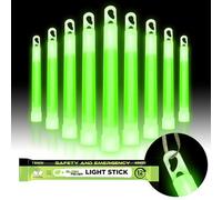 Glow Fever Glow Sticks Bulk, Emergency Safety Military 6'' Lightsticks, Light Up Ultra Bright With 12 Hours Duration For Hiking Party Camping Blackouts Hurricane Shelter Survival Kit (Green, 10PCS)