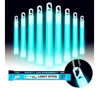 Glow Fever Glow Sticks Bulk, Emergency Safety Military 6'' Lightsticks, Light Up Ultra Bright With 8 Hours Duration For Hiking Party Camping Blackouts Hurricane Shelter Survival Kit (Blue, 10PCS)
