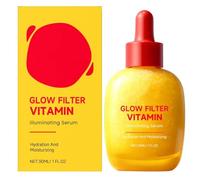 GLOW FILTER Vitamin Brightening Serum, 30ml/1 fl oz - Four-in-one: Moisturizes, brightens, and acts as a makeup base. Lightweight formula, portable dropper, for all-day radiance.