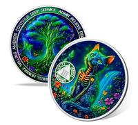 Glow Forest Cat Coin 3 Year Sobriety Coin, Affirmation AA Coins, Tree of Life Addiction Recovery Three Year Sober Coin, Celebrating Recovery Anniversary Token, NA AA Sobriety Gifts for Men Women