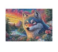 Glow Forest Color Wolf 300 Pcs Jigsaw Puzzle Bundle Family Puzzle Lovers Fun Family Game Mindful Activity Spring Eco Friendly Cardboard 300 PCS