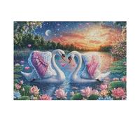 Glow Forest Grey Wolf 300 Pc Classic Jigsaw Puzzle Swan Lake Bloom Puzzle for Adults Hard Challenging Hobby Home Decor Poster Sturdy Creativity & Gift Giving 300 PCS