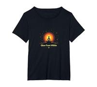Glow from Within: Spiritual Meditation Yoga T-Shirt, Women's Plus, Black, 6X