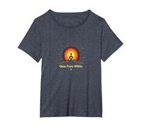 Glow from Within: Spiritual Meditation Yoga T-Shirt, Women's Plus, Heather Blue, 2X
