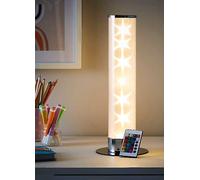 Glow Galaxy 16 Remote Control Colour Changing Cylinder Table Lamp Chrome