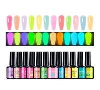 Glow Gel Polish - 7.3ml Nail Set, Luminous Manicure Kit, Radiant Salon Lacquer | Fluorescent Gel Delivering Brilliant Festival Party Travel Beauty Style for Women Girls Fashion Lovers