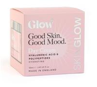Glow Good Skin Good Mood Day Cream with Hyaluronic Acid and Polypeptides, Hydrating Facial Moisturizer, Pink, 50ml, Made in England