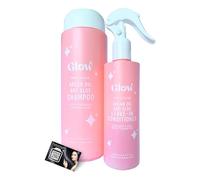 Glow Haircare Shampoo 750ml and 250ml Leave-in Conditioner Set - Strengthening Formula with Natural Oils for Longer, Healthier Hair, Made in The UK - Includes ShopZee Haircare eBook (Pink Lychee)