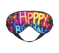 Glow Happy Birthday Print Sleep Mask with Adjustable Strap, Comfortable Eye Cover for Travel, Yoga, Napping, Sleeping & Relaxation