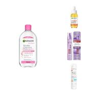 Glow & Hydrate - Garnier Micellar Cleansing Water 700ml, Garnier Vitamin C* Brightening Serum for Face, L'Oreal Paris Revitalift Filler Glass Skin Liquid Cream, Ambre Solaire Over Makeup Mist SPF50+