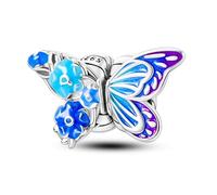 Glow In Dark Dog Cat Love Butterfly Birthday Mother Daughter Sister Charm Bead Pendant 925 Sterling Silver Compatible With Pandora Charm Moments European Bracelet (Split Butterfly)