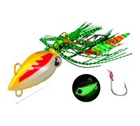 Glow In Dark Fishing Jig With Barbed Hooks For Deep Water Slow Retrieval Marine Angling Gear Realistic Prey Bait Color B(40g Color F)