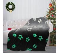 Glow in Dark Football Blanket, 59×51 Inch Soft Flannel Fleece All Season Throw Blanket with Cute Pattern for Christmas Kids Gift (Gray-Football)