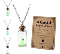 Glow in Dark Ghost Necklace, Cute Ghost In A Bottle Pendant (ghost)