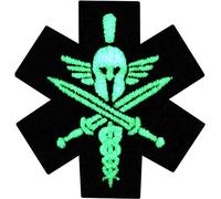 Glow in Dark Patch Medic Spartan Morale Tactical Embroidered Applique Badge Iron On Sew On Emblem