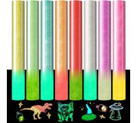 Glow-in-Dark Puff Vinyl HTV Sheet, 12"x10", Permanent Luminous Glitter & Metallic Puff HTV Bundle - Compatible with Cricut/Silhouette