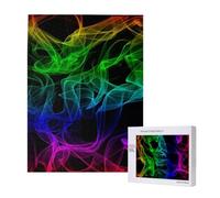 Glow In Dark Splatter Neon,500 Pieces Wooden Jigsaw Family Game Jigsaw Puzzles for Adults Teens