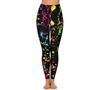 Glow in Dark Splatter Neon High Waist Yoga Pants Stretchy Pants Skinny Leggings for Running Gym Sports