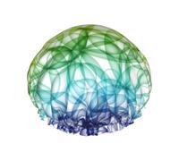 Glow In Dark Splatter Neon Shower Cap Elastic And Reusable Double Waterproof Shower Hat For Women