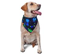 Glow in Dark Splatter Neon Spring Dog Bandanas Boy Bulk Puppy Kerchief Adjustable Soft Triangle Bibs Accessories for Small Medium Large Dogs Cats White