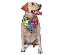 Glow in Dark Splatter Neon Spring Dog Bandanas Boy Bulk Puppy Kerchief Adjustable Soft Triangle Bibs Accessories for Small Medium Large Dogs Cats White