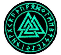 Glow in Dark Valknut Viking Vegvisir Norse Rune Patch Embroidered Badge Morale Applique Fastener Hook and Loop Emblem