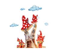 Glow in Dark Wall Stickers for Girls - Mushroom House Castle Stickers | Fairy Beauty Mushroom House Decals Soft Light Cartoon Walls Decor