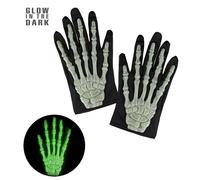 Glow in the Dark 3D Skeleton Gloves Adult Halloween Fancy Dress Costume