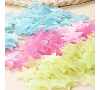 Glow in The Dark 3D Stars Wall Stickers 100Pcs Luminous Fluorescent Plastic Wall Sticker for Kids Room Bedroom Ceiling Home Decor (Multicolor)