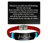Glow in The Dark AA NA Heartbeat Sobriety Bracelet, Recovery Silicone Band with Inspirational Wallet Card, One Day at a Time Sober Anniversary Jewellery Keepsake Milestone Gifts for Recovering