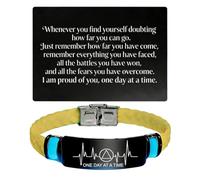 Glow in The Dark AA NA Heartbeat Sobriety Bracelet, Recovery Silicone Band with Inspirational Wallet Card, One Day at a Time Sober Anniversary Jewellery Keepsake Milestone Gifts for Recovering